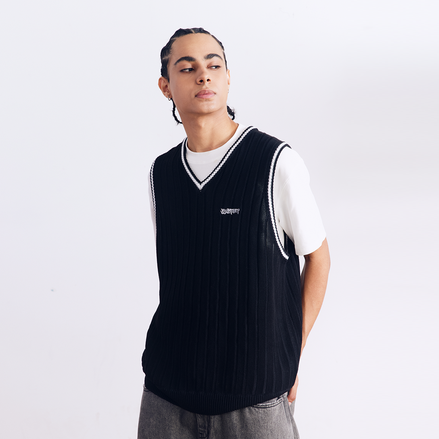 BURNIN* “97’series” v-neck custom knitted vest - PSYLOS 1, BURNIN* “97’series” v-neck custom knitted vest, T-Shirt, Burnin, PSYLOS 1